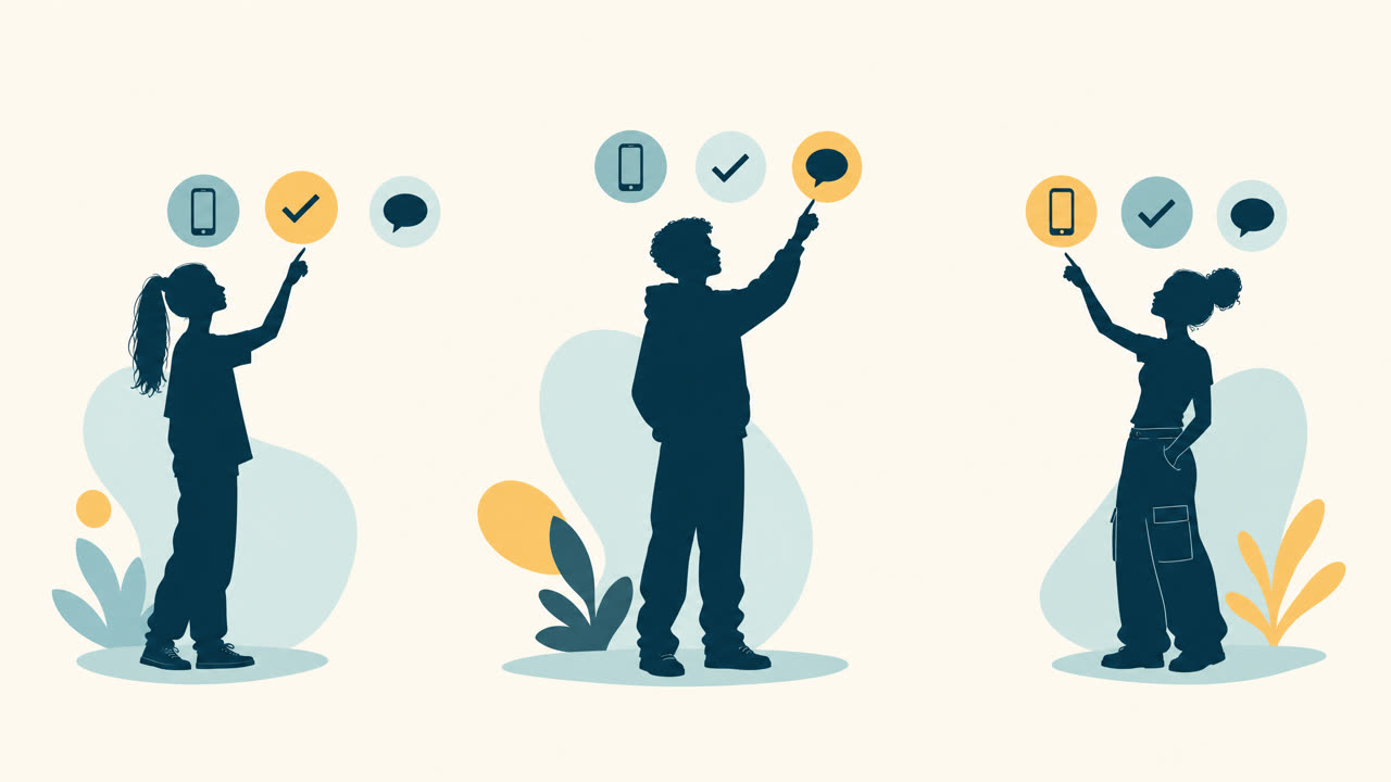 Simple silhouettes of young people considering their choices about taking part